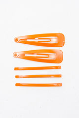 Neon Orange Pack of 5 Clips and Barrettes - Esmi