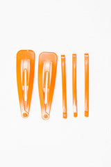Neon Orange Pack of 5 Clips and Barrettes - Esmi