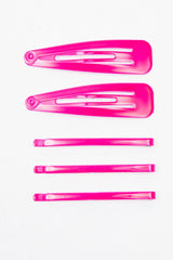 Neon Pink Pack of 5 Clips and Barrettes - Esmi