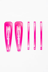 Neon Pink Pack of 5 Clips and Barrettes - Esmi