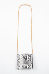 White Faux Snake Chain Mini Cross Body Bag - Wilda