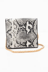 White Faux Snake Chain Mini Cross Body Bag - Wilda