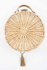 Natural Straw Faux Leather Detail Circle Bag - Ambrey