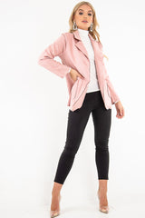 Pink Faux Suede Polka Dot Detail Blazer - Noelie