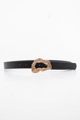 Black Faux Leather Abstract Buckle Belt - Charlett
