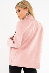 Pink Faux Suede Polka Dot Detail Blazer - Noelie