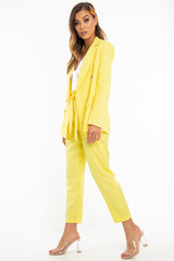 Yellow Button Front Blazer Belted Trousers Suit Co-Ord - Millie