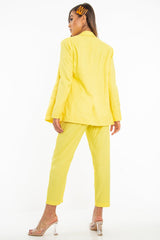 Yellow Button Front Blazer Belted Trousers Suit Co-Ord - Millie