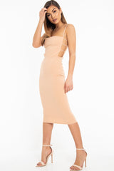 Nude Straight Leg Cut-out Side Midi Dress - Seraphine