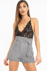 Black Lace Cross Back Bodysuit - Brogan