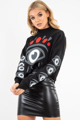 Black Eye Print Crew Neck Sweatshirt - Lynden