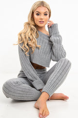 Grey Chunky Knit Loungewear Set - Wynter