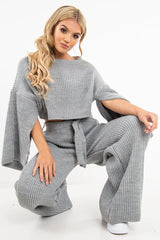 Grey Chunky Knit Loungewear Set - Harper