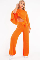 Neon Orange Chunky Knit Loungewear Set - Harper