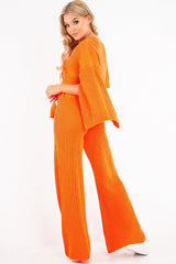 Neon Orange Chunky Knit Loungewear Set - Harper