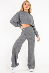 Grey Rib Jersey Loungewear Co-Ord Set - Emsley
