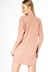 Pink Ribbed Choker Cross Strap Mini Dress - Meghann