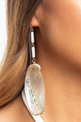 Iridescent Large Shell Drop Earrings - Alene