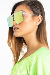Gold Clear Oversized Square Frame Sunglasses - Valeri