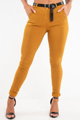 Mustard Belted Tapered Trousers - Kierra