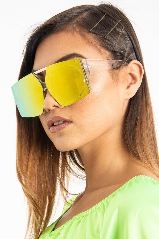 Gold Clear Oversized Square Frame Sunglasses - Valeri