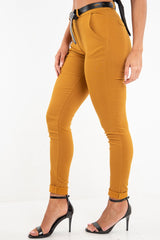 Mustard Belted Tapered Trousers - Kierra