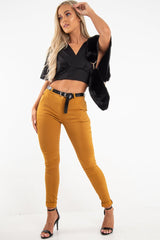 Black Plunge Tie Back Blouse Crop Top - Bryelle