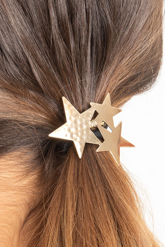 Gold 3 Metallic Star Hair Bobble - Aalia