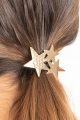 Gold 3 Metallic Star Hair Bobble - Aalia