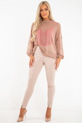 Beige Glitter Net Knit Jumper - Loriann