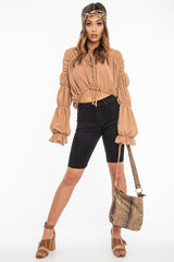 Brown Faux Leather Snake Print Handbag - Zenia