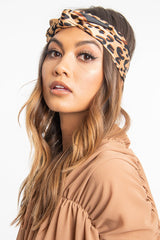 Brown Leopard Print Head Scarf - Aivah