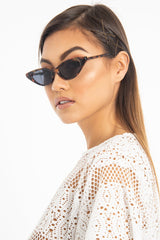Brown Leopard Tinted Lens Mini Cat Eye Sunglasses - Ezrie