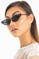 Brown Leopard Tinted Lens Mini Cat Eye Sunglasses - Ezrie