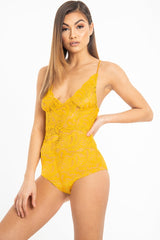 Mustard Lace Cross Back Bodysuit - Brogan