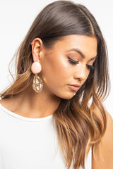Peach Round Metal Drop Down Earrings - Jacobi