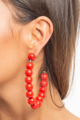 Red Beaded Hoop Earring - Amyja