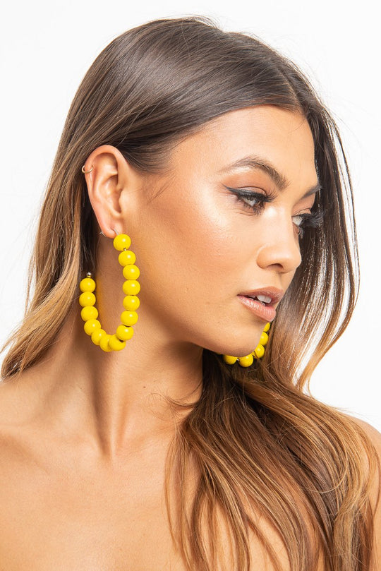 Yellow Beaded Hoop Earring - Amyja