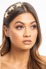 Gold 3 Glitter Star Design Headband - Abrielle