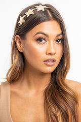 Gold 3 Glitter Star Design Headband - Abrielle