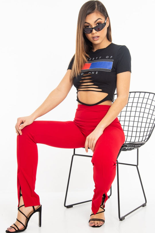 Black Property of No-One Extreme Rip Crop Top - Verle