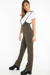 Khaki White T-Shirt Underlay Scoop Jumpsuit - Fern