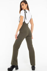 Khaki White T-Shirt Underlay Scoop Jumpsuit - Fern