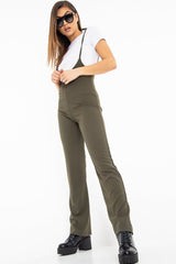 Khaki White T-Shirt Underlay Scoop Jumpsuit - Fern