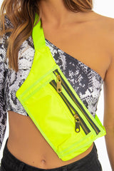 Neon Yellow Front Pocket Zip Bum Bag - Iviona