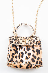 Brown Leopard Faux Leather Mini Handbag - Ramie