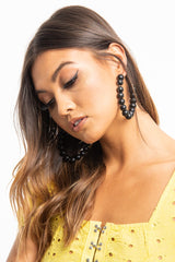 Black Beaded Hoop Earring - Amyja