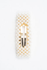 Gold Pearl Detail Rectangle Hair Clip - Fifi