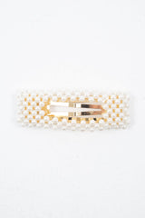 Gold Pearl Detail Rectangle Hair Clip - Fifi