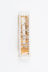 Gold Pearl Detail Star Slogan Crocodile Barrette - Krissy